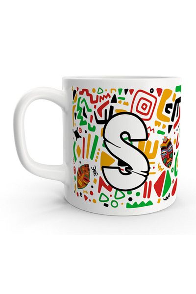 Rock'n Fox Letter S African Ethnic Abstract Colorful Letter Mug
