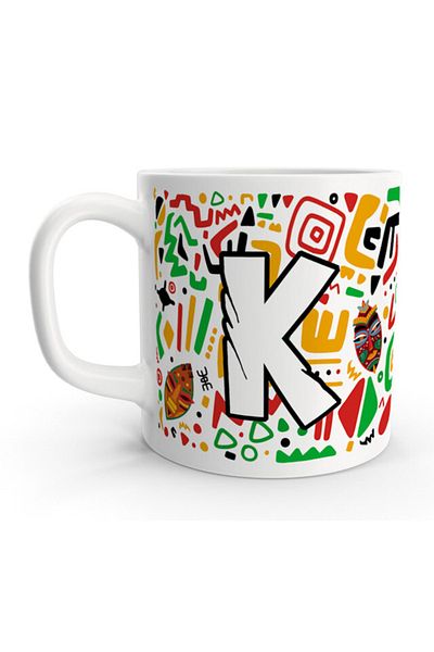 Rock'n Fox Letter K African Ethnic Abstract Colorful Letter Mug
