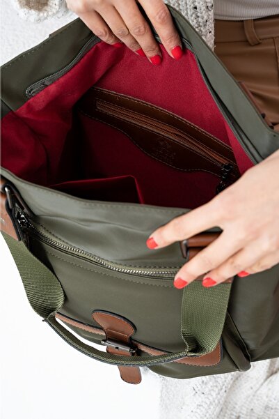 By Hakan Mega-527 Γυναικεία τσάντα χειρός και ώμου Τσάντα καθημερινής χρήσης πολλαπλών θέσεων Πράσινη καφέ