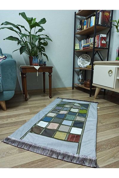 İpekçe Home Kırkyama - Patchwork Lined Velvet Dowry and Gift Prayer Rug| Prayer
