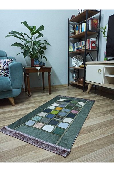 İpekçe Home Kırkyama - Patchwork Lined Velvet Dowry and Gift Prayer Rug| Prayer