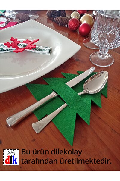 dilekolay Çatal Bıçak Kılıfı - Amerikan Servis - Sofra Sunum - Yılbaşı Çam Ağ...
