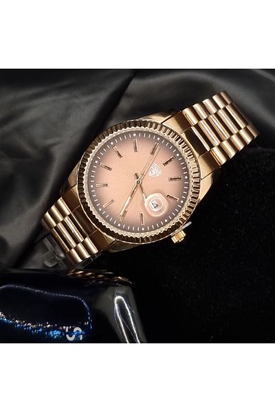 Tiger Original Steel Calendar Gold Men's Wristwatch (TURKEY OFFICIAL DISTRIBUTOR GUARANTEED)