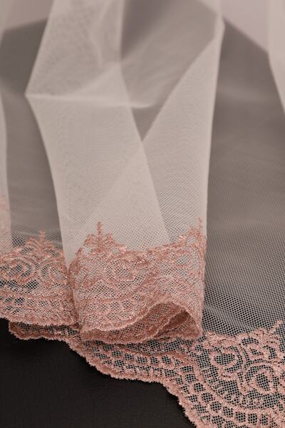 perhal perde ve halı Skirt Embroidered Grecian Pink Color 1-2 Sparse Pleated Tulle Curtain