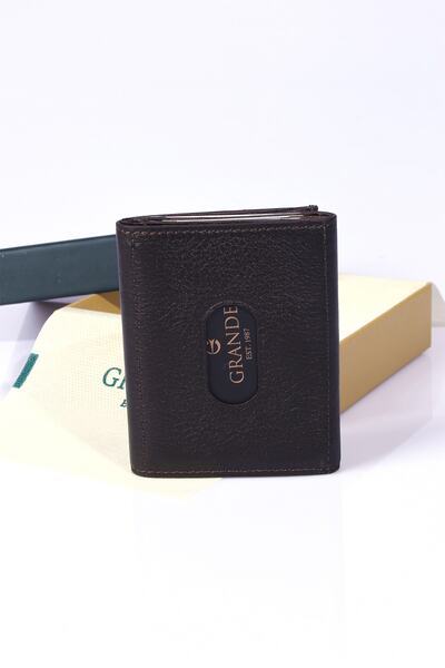 Grande 724 Portofel pentru bărbați din piele naturală 100% Suport card maro