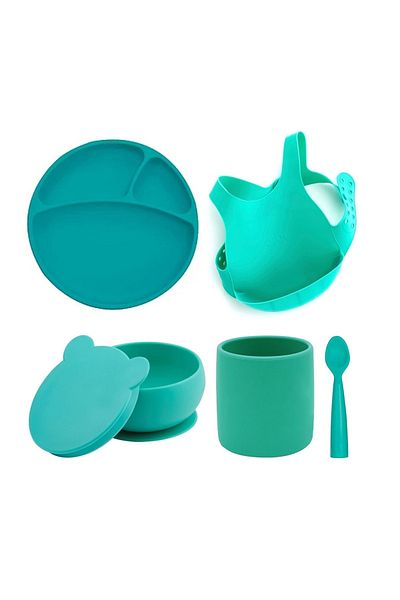 OiOi Silicone Feeding Set 5 Pieces with Bib
