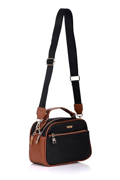 LOS ANGELES POLO CLUB 4582 Geantă de damă cu curea lungă, negru-brun