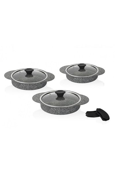 Taç Sahan Set Granite Casting 3 Pieces Granite Plus Gray