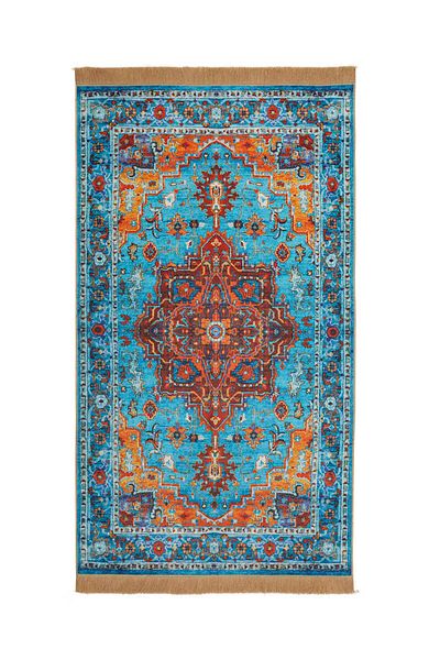 Bursa İpek Blue Velvet Carpet Prayer Rug