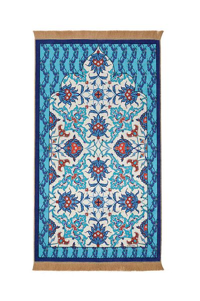 Bursa İpek Navy Blue Velvet Rug Prayer Rug