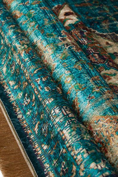 Bursa İpek Green Velvet Rug Prayer Rug