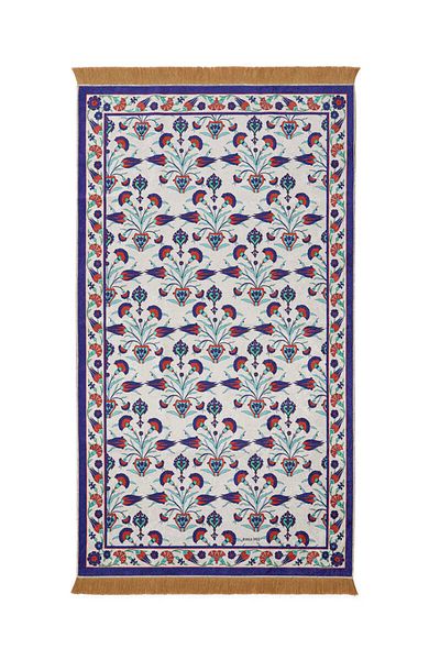 Bursa İpek Saks Velvet Carpet Prayer Rug