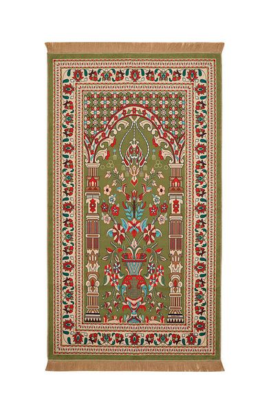 Bursa İpek Green Velvet Rug Prayer Rug
