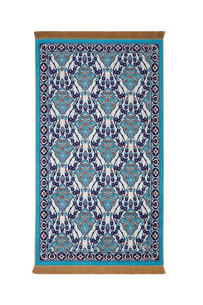 Bursa İpek Turquoise Velvet Rug Prayer Rug