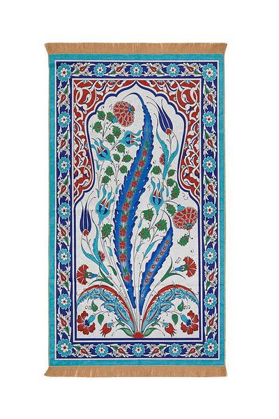 Bursa İpek Turquoise Velvet Rug Prayer Rug