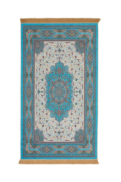 Bursa İpek Blue Velvet Carpet Prayer Rug