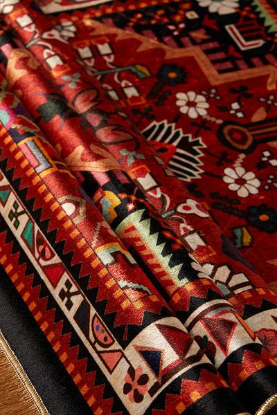 Bursa İpek Black Velvet Carpet Prayer Rug