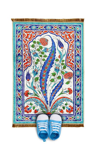 Bursa İpek Turquoise Velvet Children's Prayer Rug