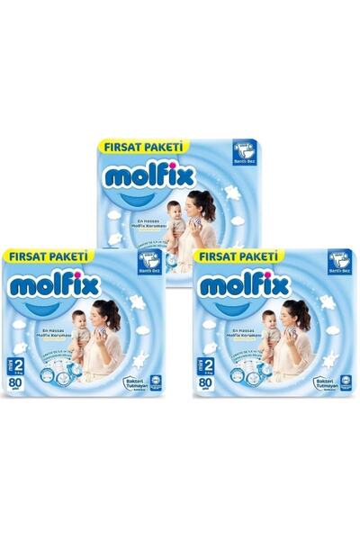 Molfix 2 Beden Mini Fırsat Paketi 3-6 Kg 80 Adet Bantlı Bebek Bezi X3 Adet ( ...