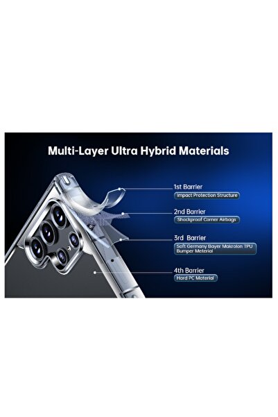 USIDE Samsung S22 Ultra Uyumlu Magsafe Özellikli Kablosuz Şarj Destekli Hybrid Şeffaf Sert Silikon Kılıf