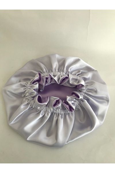 PratikDikisco Double Sided Lilac and White Satin Hair Cap / Sleeping Cap for Curly Hair