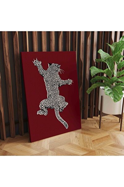 RUGSMODERN Kanvas Tablo Bordo Leopar 1066