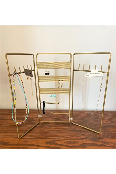 Aleda حامل مجوهرات ذهبي قابل للطي - منظم