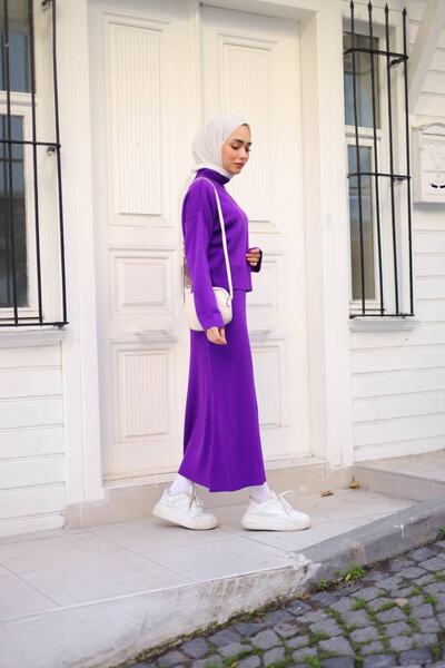 TUSSE Fusta de damă, tricotată, 100% bumbac, elegantă, de culoare uni, tricotată