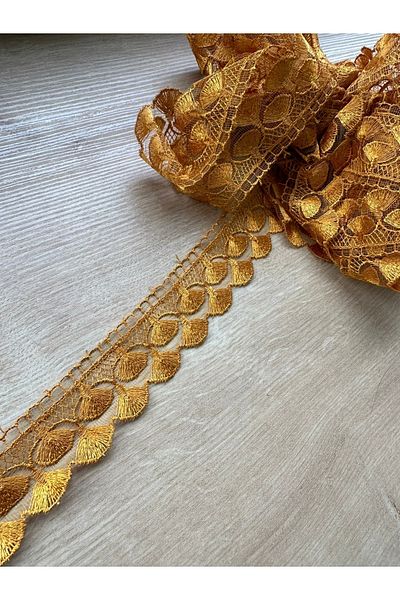 efem gipür Mustard Color Tulle Fan - 8.5 Mt Bedspread, Towel Side and Table Cover