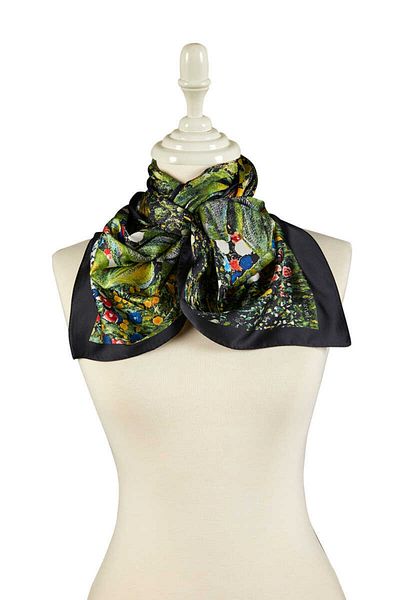 Bursa İpek Green Sunflower Silky Scarf
