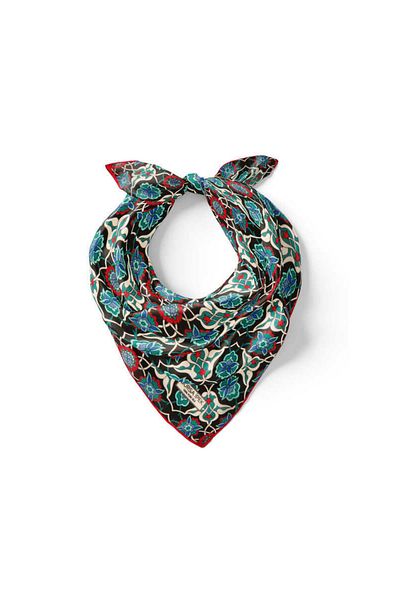 Bursa İpek Black P.green Tile Spiral Pattern Silk Handkerchief