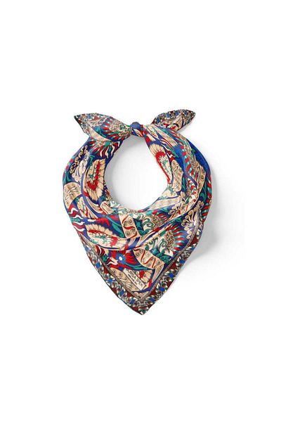 Bursa İpek Saks Red Peacock Pattern Silk Handkerchief