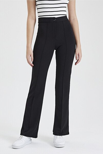 ZF BUTİK Black High-Waist Shaping Flared Women's Palazzo Pants