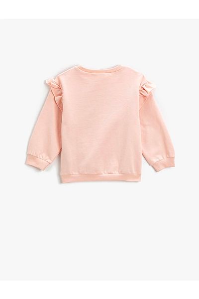 Koton Baby Girl Plush Detailed Crew Neck Raised Ruffle Sweatshirt 3smg10006ak