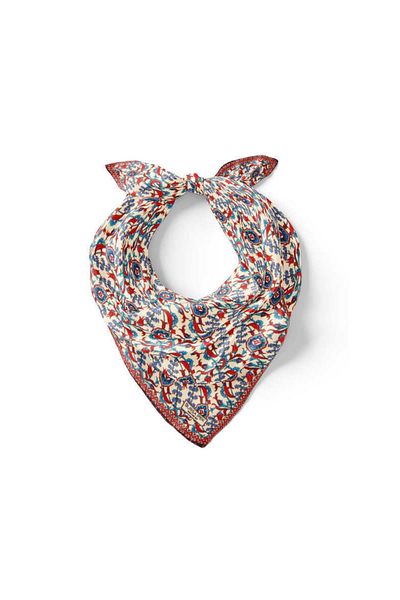 Bursa İpek Ecru Saks Ivy Tulip Pattern Silk Handkerchief
