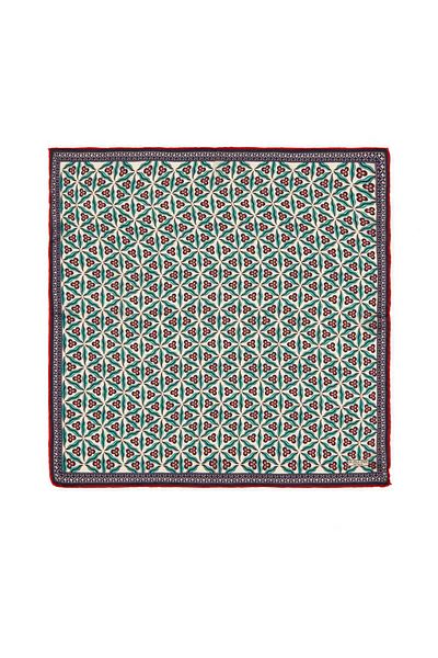 Bursa İpek Ecru Mint Çintemani Pattern Silk Handkerchief