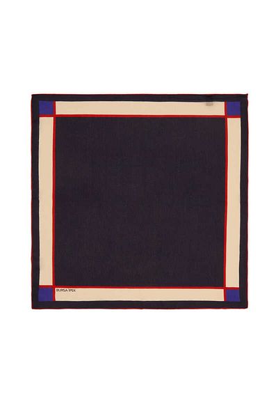 Bursa İpek Navy Blue Wide Bordered Plain Silk Handkerchief