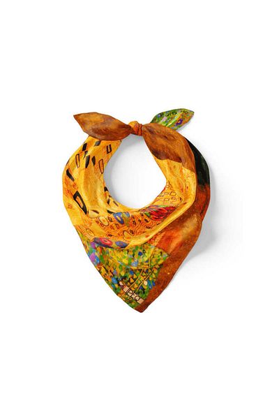 Bursa İpek Yellow Kiss Pattern Silk Handkerchief
