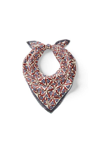 Bursa İpek Ecru Navy Blue Çintemani Pattern Silk Handkerchief