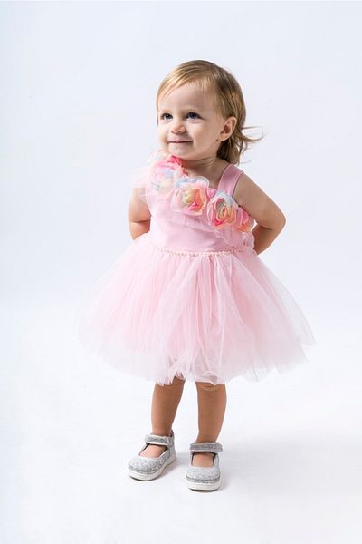 Magu Κοριτσίστικο ροζ φλοράλ τούλινη φούστα Puffy Princess φόρεμα