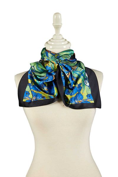 Bursa İpek Green Irises Silky Scarf