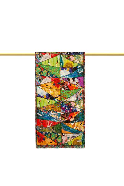 Bursa İpek Green Gustav Collage Silk Painting Scarf