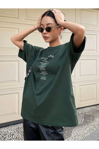 AFROGİYİM Γυναικείο μπλουζάκι Optimistic Printed Oversize - Special Design