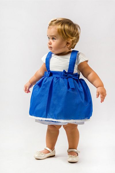 Magu Baby Girl Blue Skirt and Bow Detailed Fluffy Dress