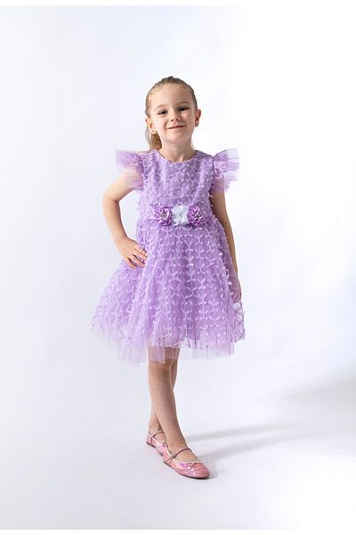 Magu Baby Girl Floral Front Lilac Fluffy Princess Dress