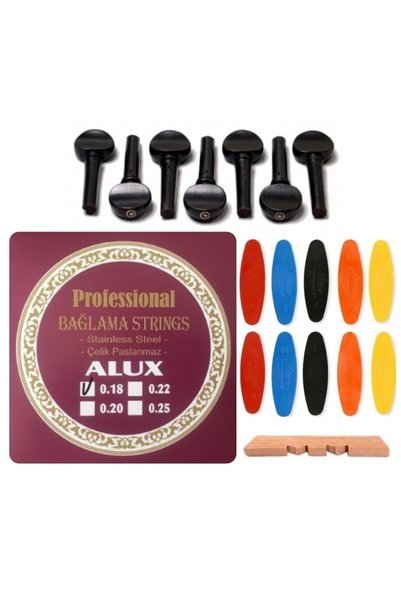 şenses müzik market Alux 0.18 Çelik Abanoz Burgu Tezene Eşik 4'lü Set