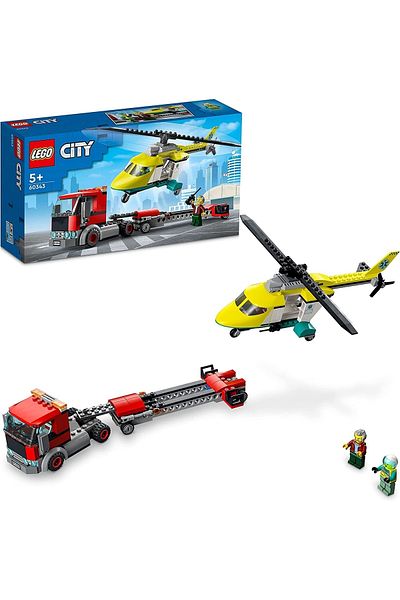 LEGO City Rescue Helicopter Transportation 60343 - Toy Building Kit for Kids Ages 5 and up