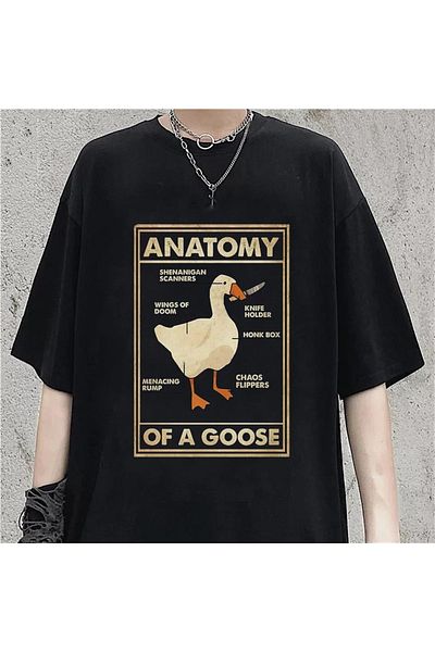 Touz Μπλουζάκι με στάμπα Hakatumoda Duck Anatomy Μαύρο Unisex Oversize