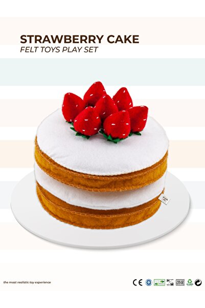 MOTHER AND TOYS Keçe Oyuncak - Çilekli Pasta Oyun Seti - Felt Toys - %100 El ...