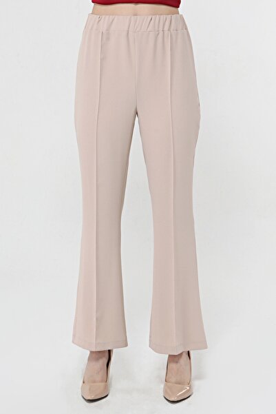 MD trend Kadın Taş Beli Lastikli Önü Dikiş Detaylı Ispanyol Paça Pantolon